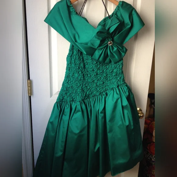 emerald green taffeta dress Tarik Ediz Dress 96092
